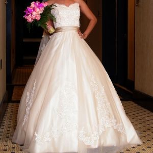 Wedding dress, color champagne,  size 2P